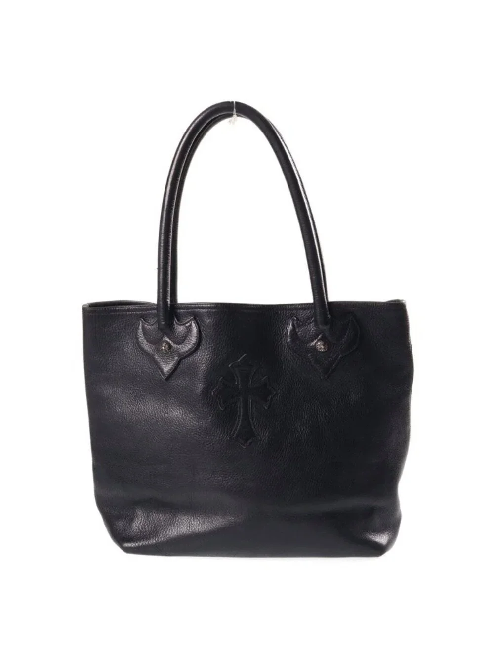 Chrome Hearts FS Tote Ball Studs FS Cross Leather Black with Patch